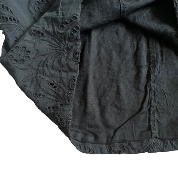 Free People Daniella Eyelet Lace Mini Dress Cottage Boho Prairie Black Size 0 XS - Picture 8 of 11